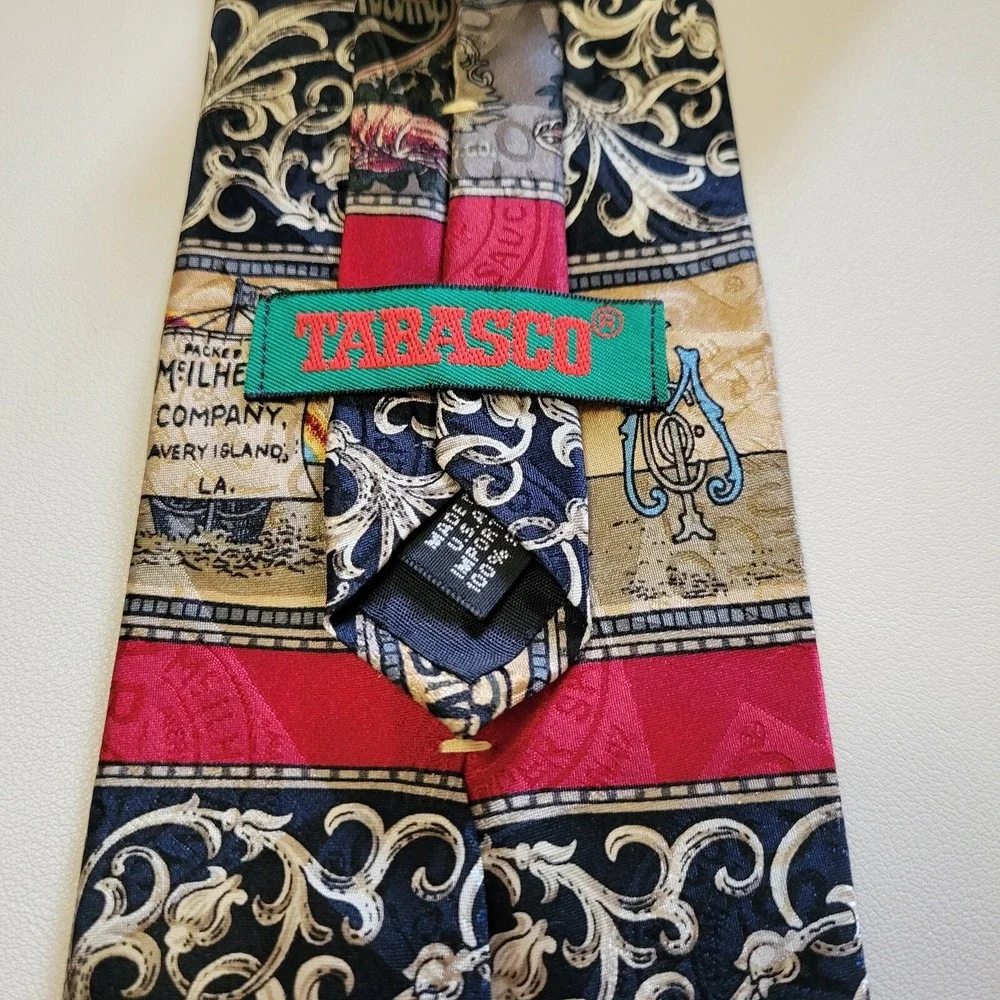 TABASCO HotSauce OYSTERS Men's Necktie 4 x 58 Neck Tie 100% Silk Made in the USA - Picture 5 of 5